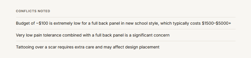 Brief detail screenshot, conflicts panel highlighted